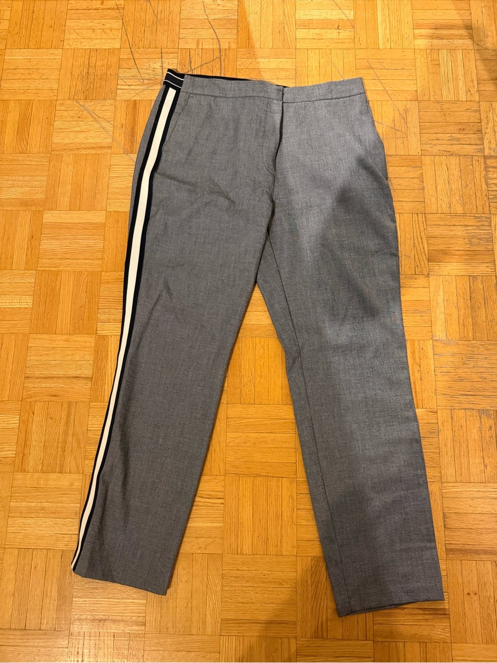 Zara stylish Blue Gray Dress Pants with Navy and White Side Stripes- Size XL